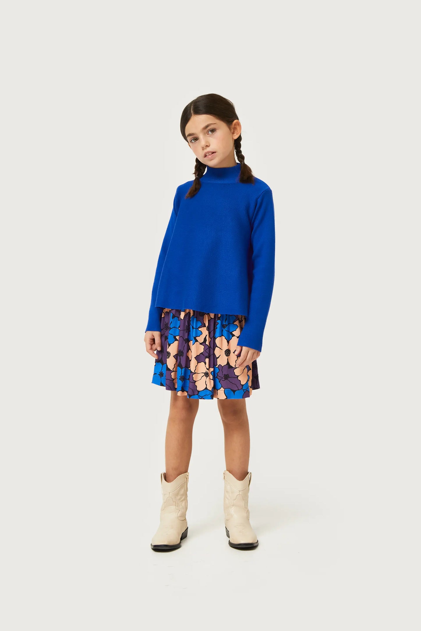 Camille floral print girl's short skirt