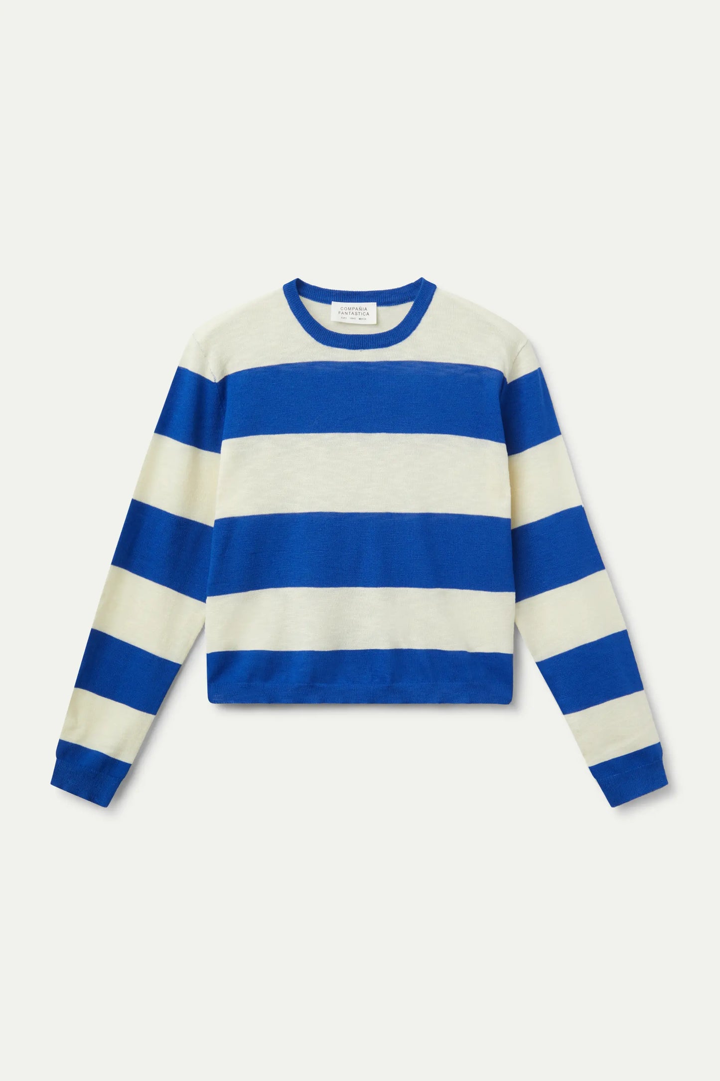 Fine knit jersey with blue stripes