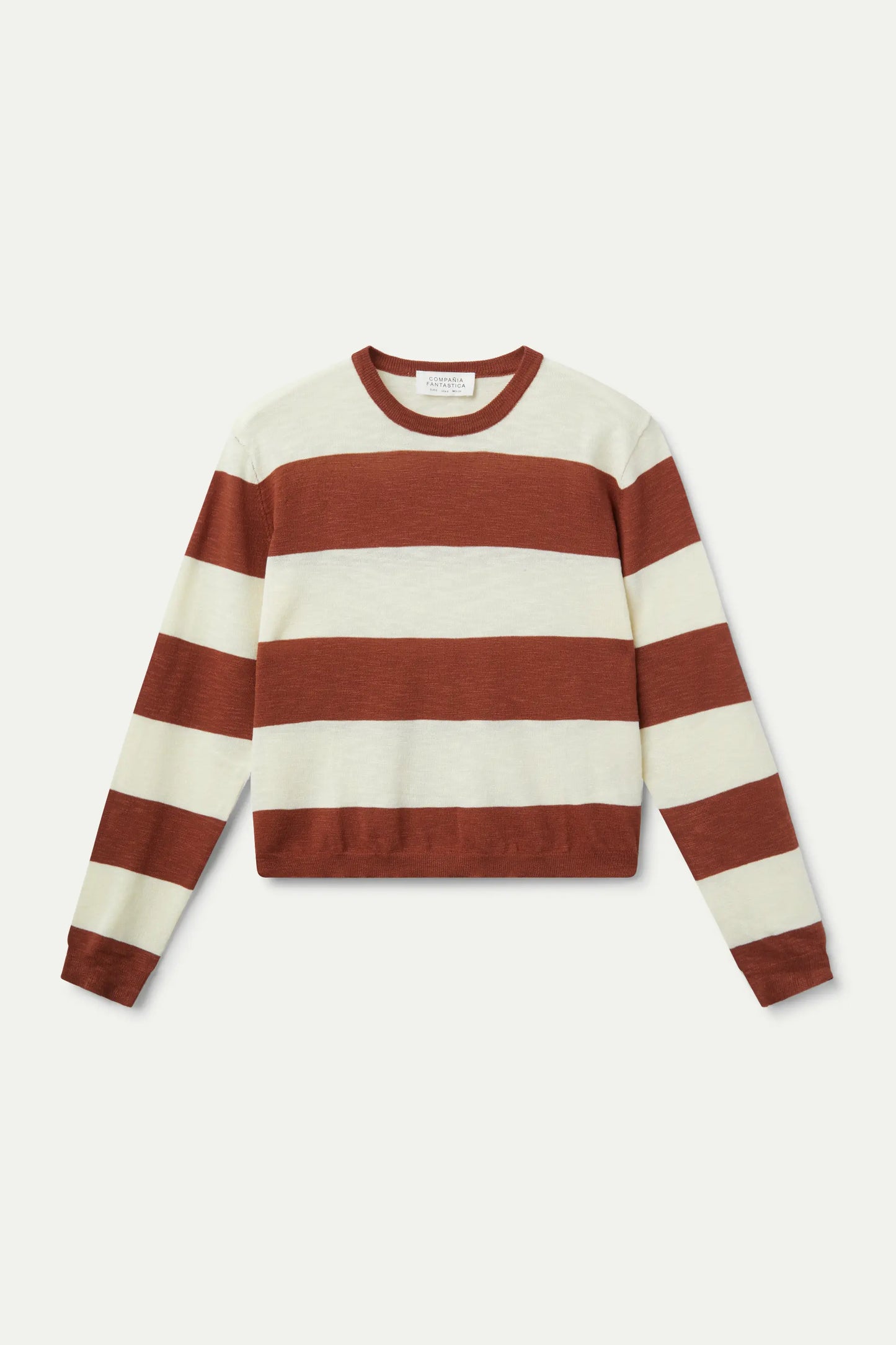 Brown striped fine knit jersey