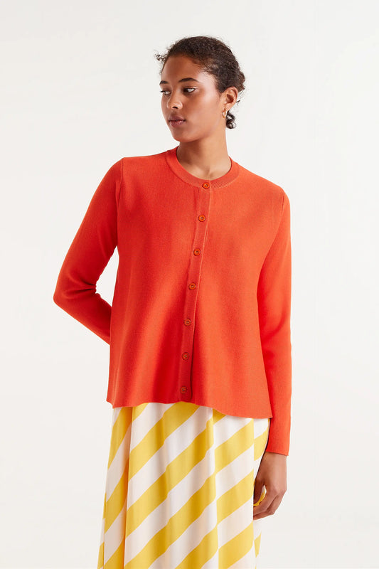 Cardigan rosso in maglia fluida