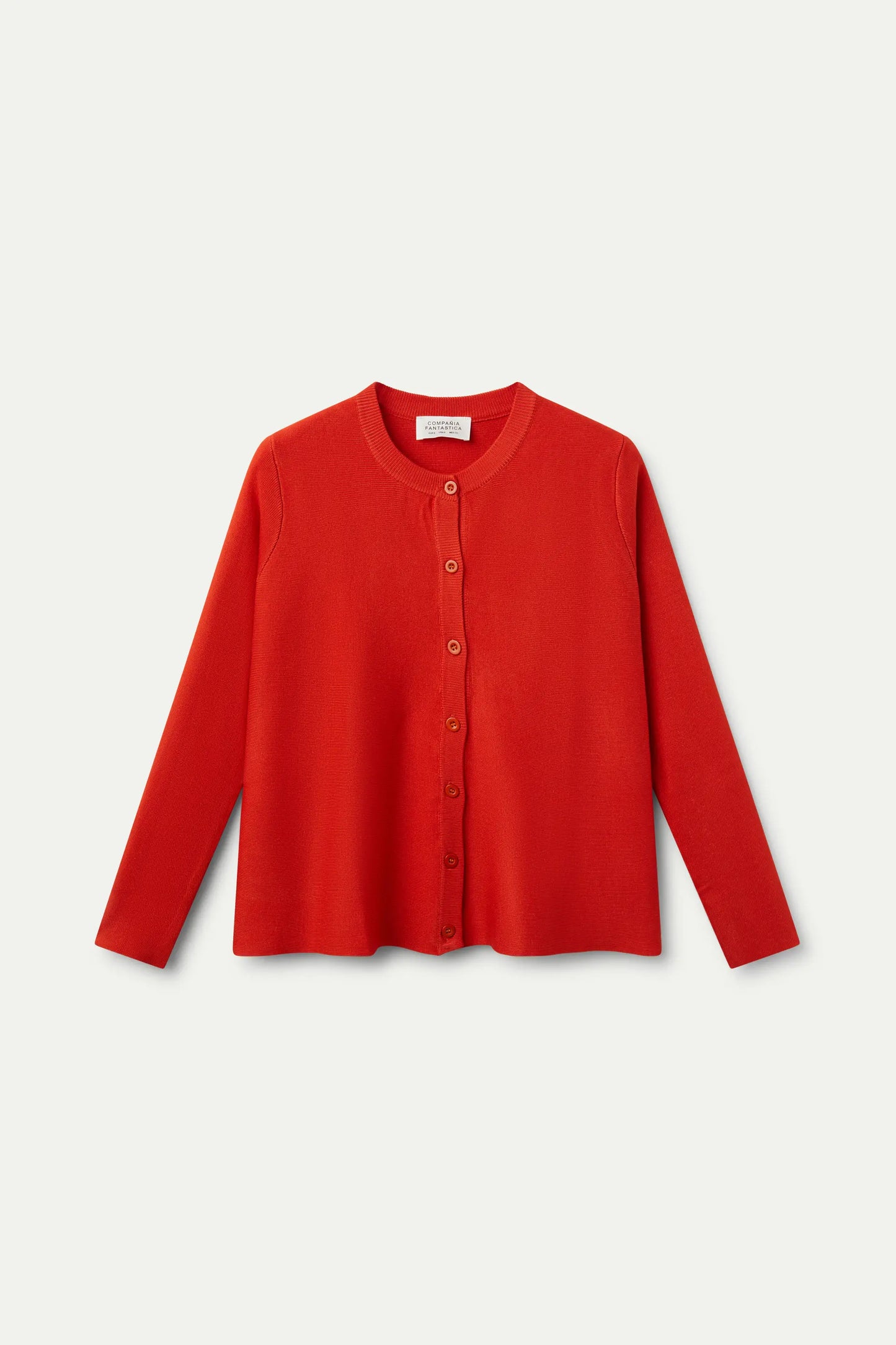 Cardigan rosso in maglia fluida