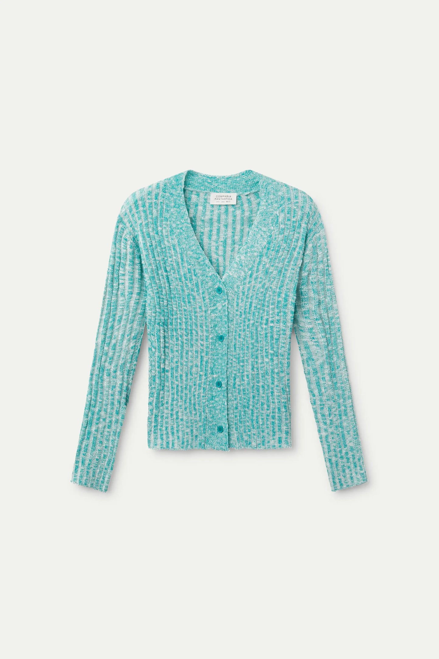 Cardigan blu lavorato a maglia