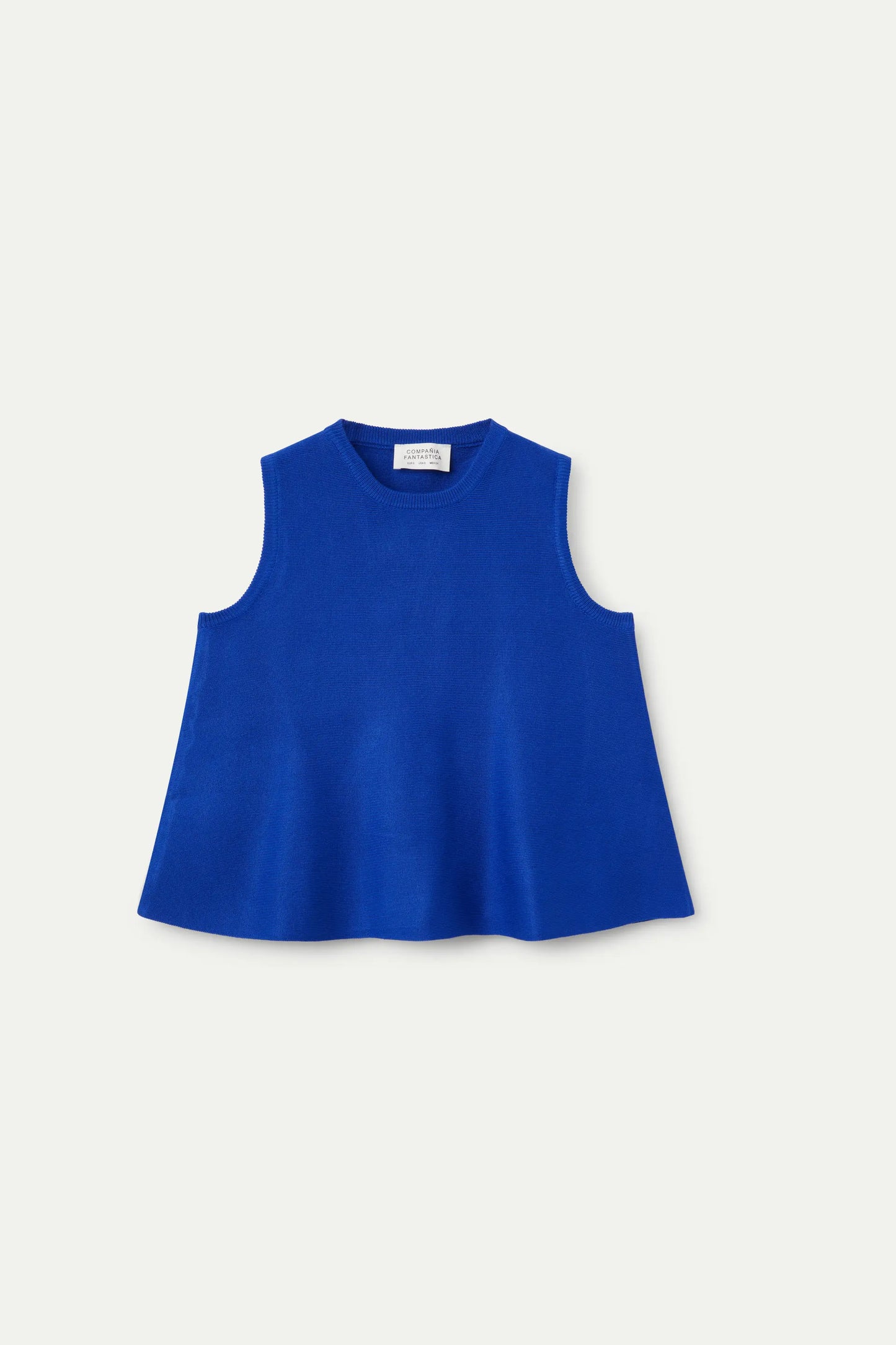 Blue knit flared top