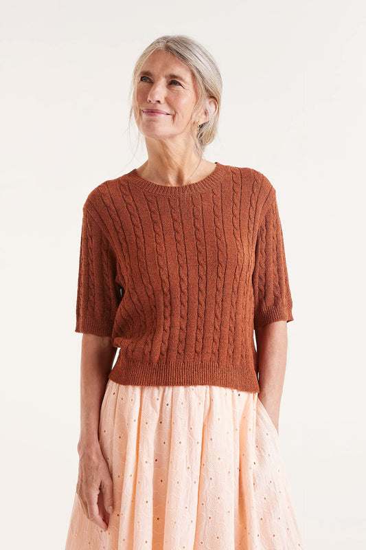 Brown short sleeve knitted jersey