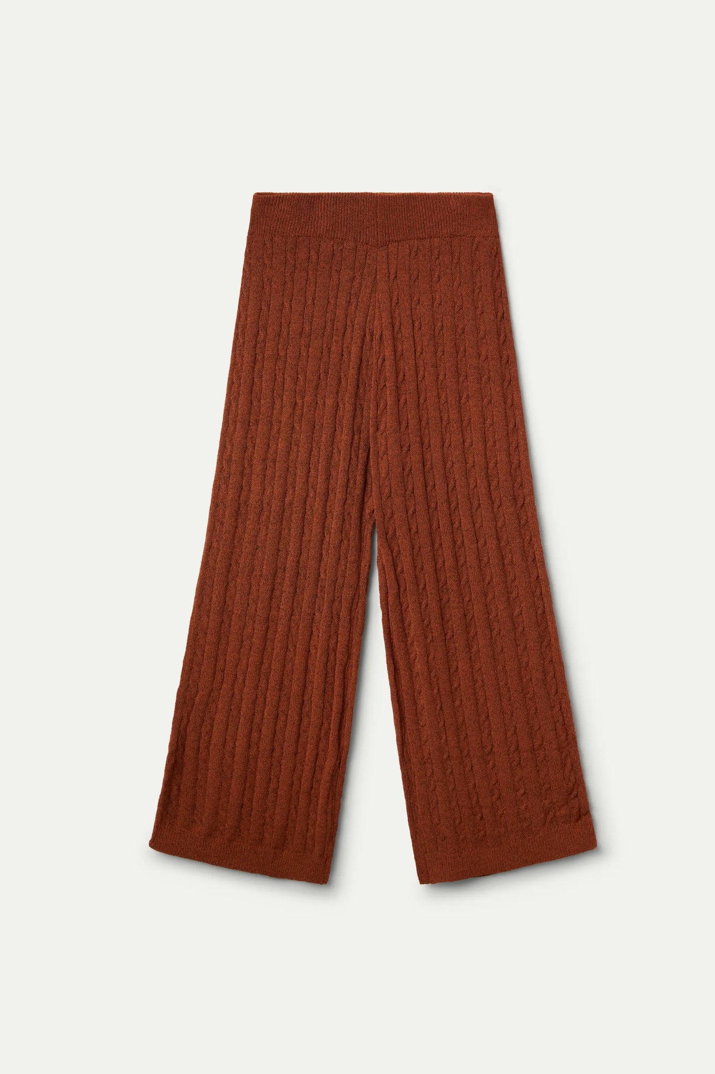 Brown knitted straight trousers