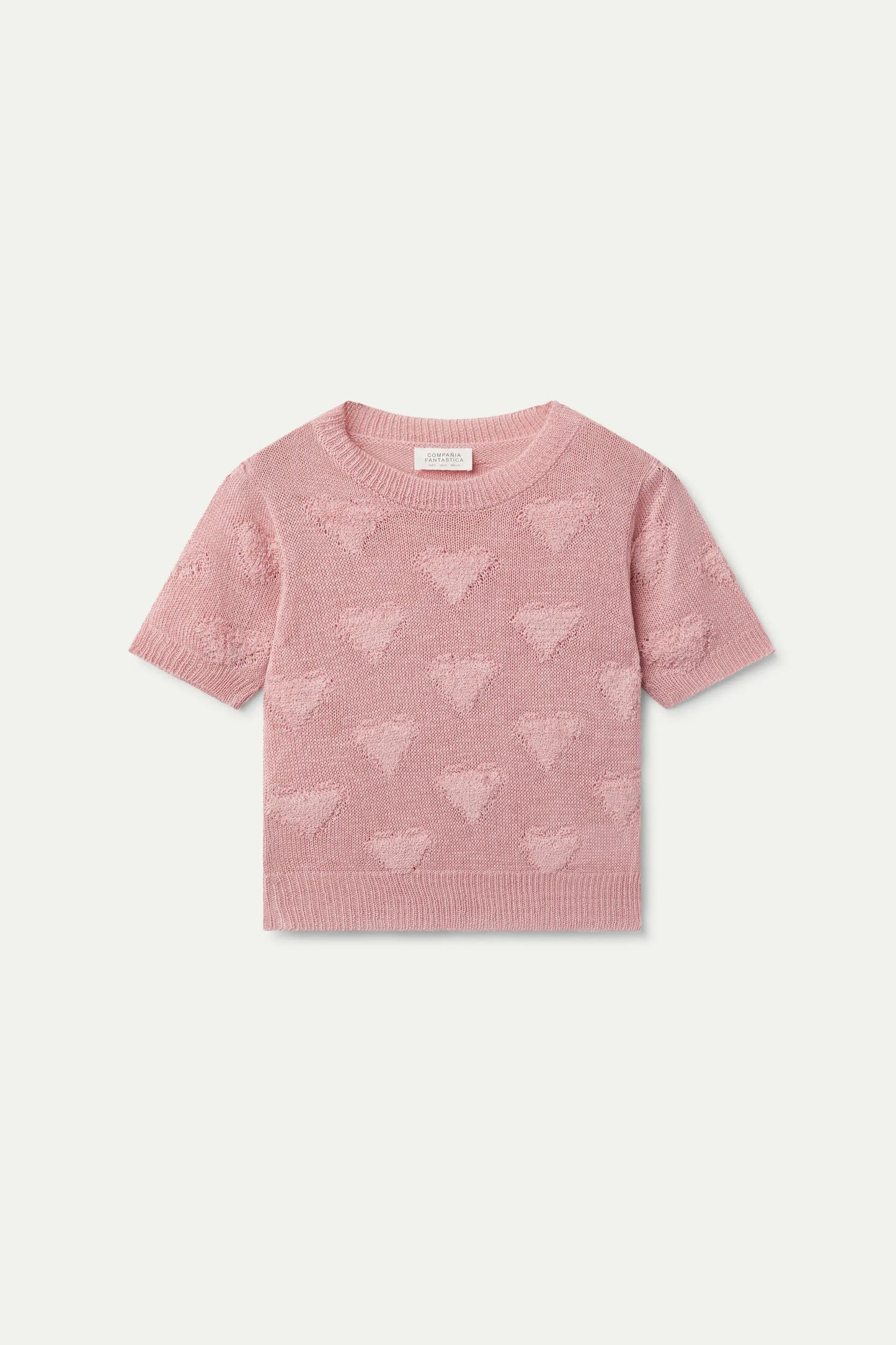 Jersey de punto corazones rosa