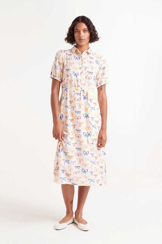 Midi dress with bow print