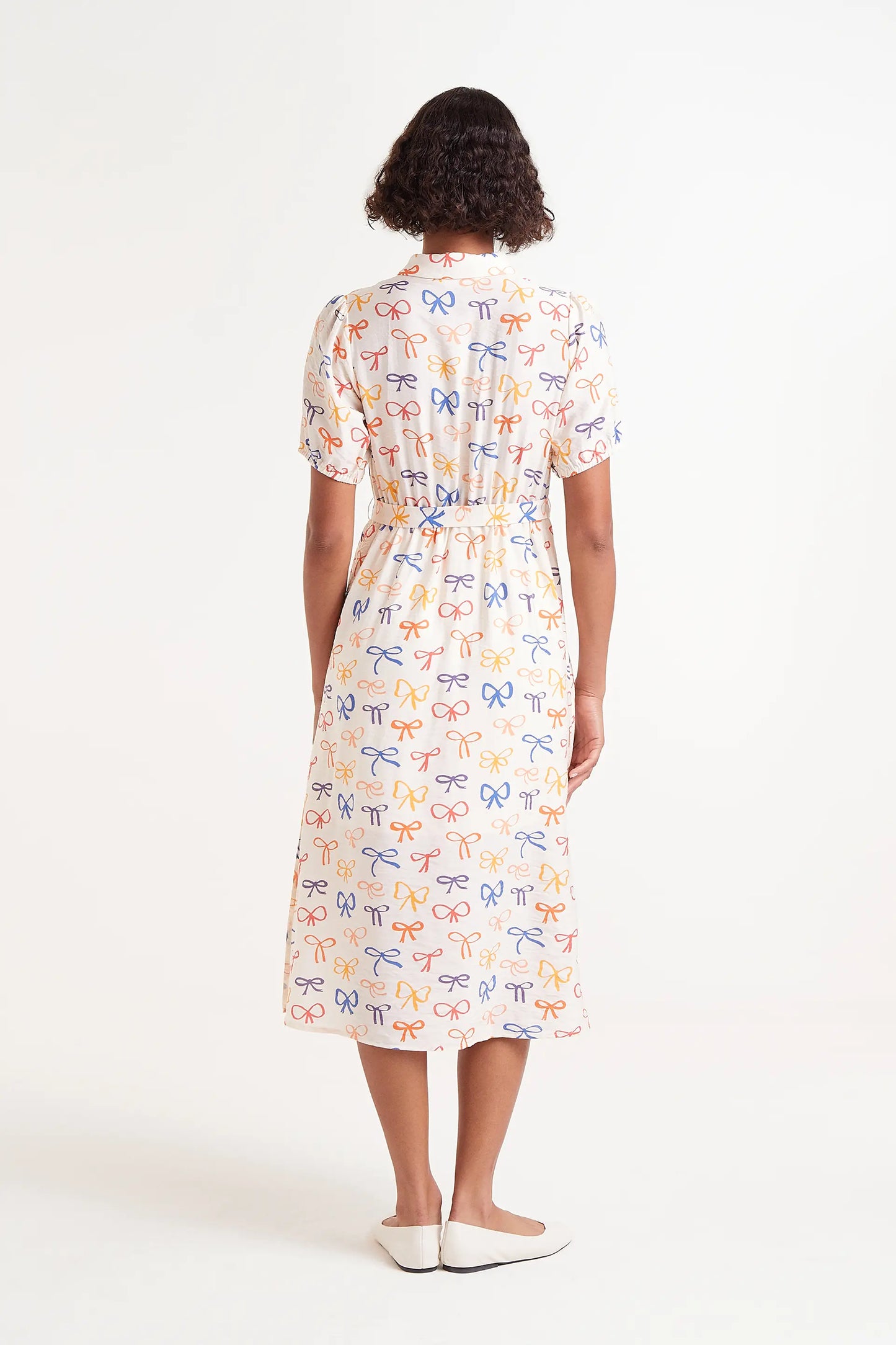 Midi dress with bow print