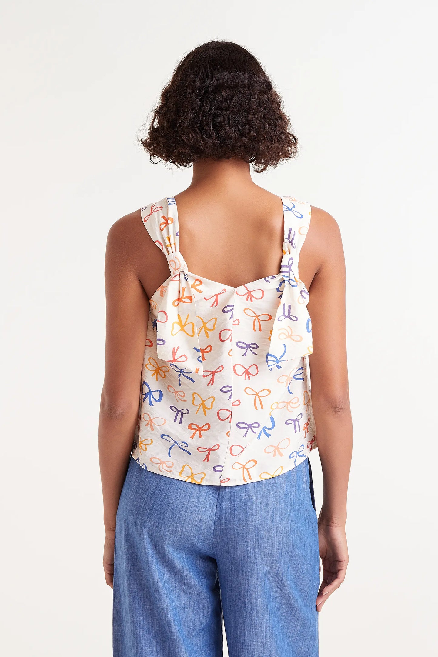 Strappy top with bow print