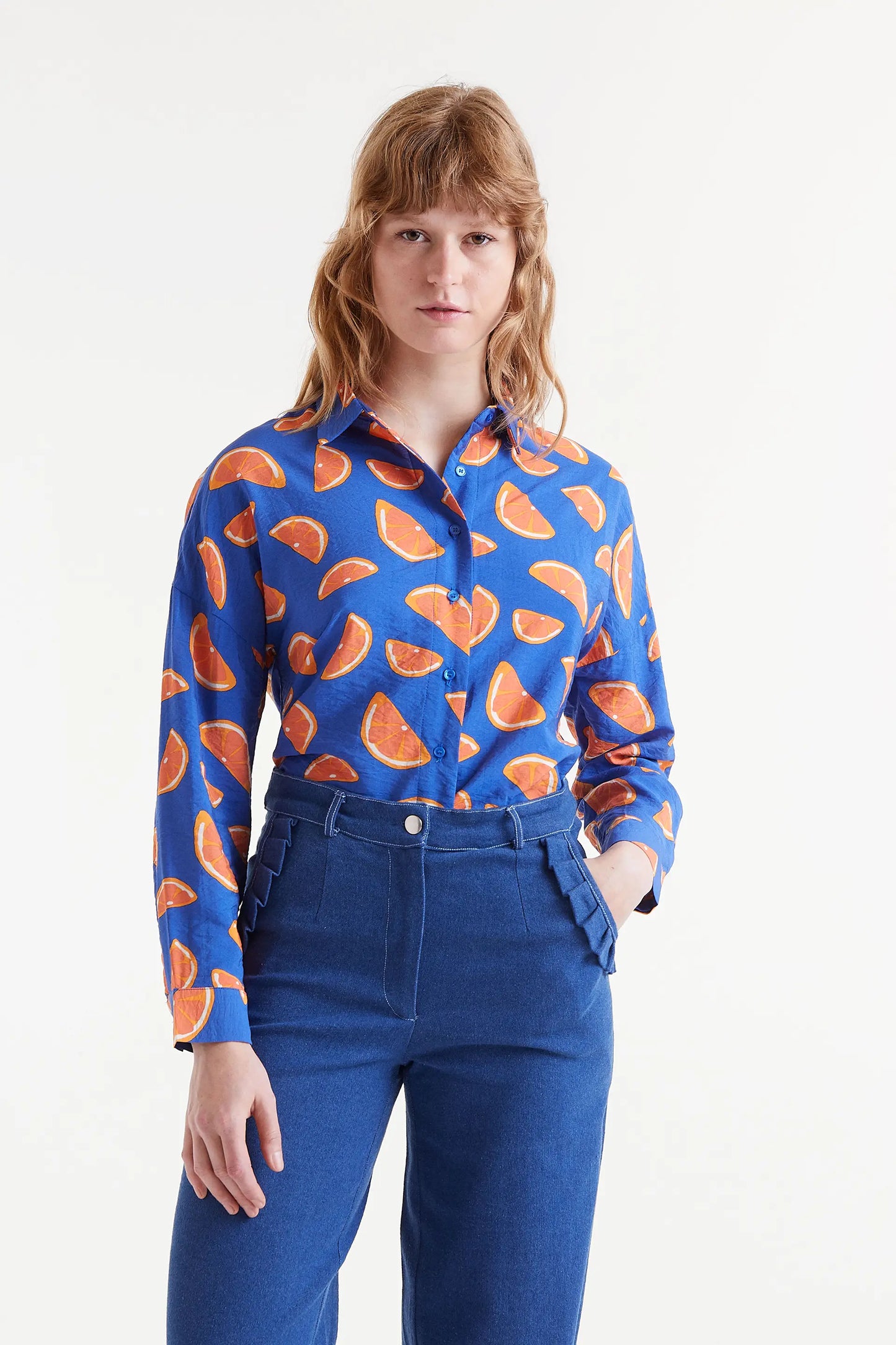 Flowy shirt with grapefruit print