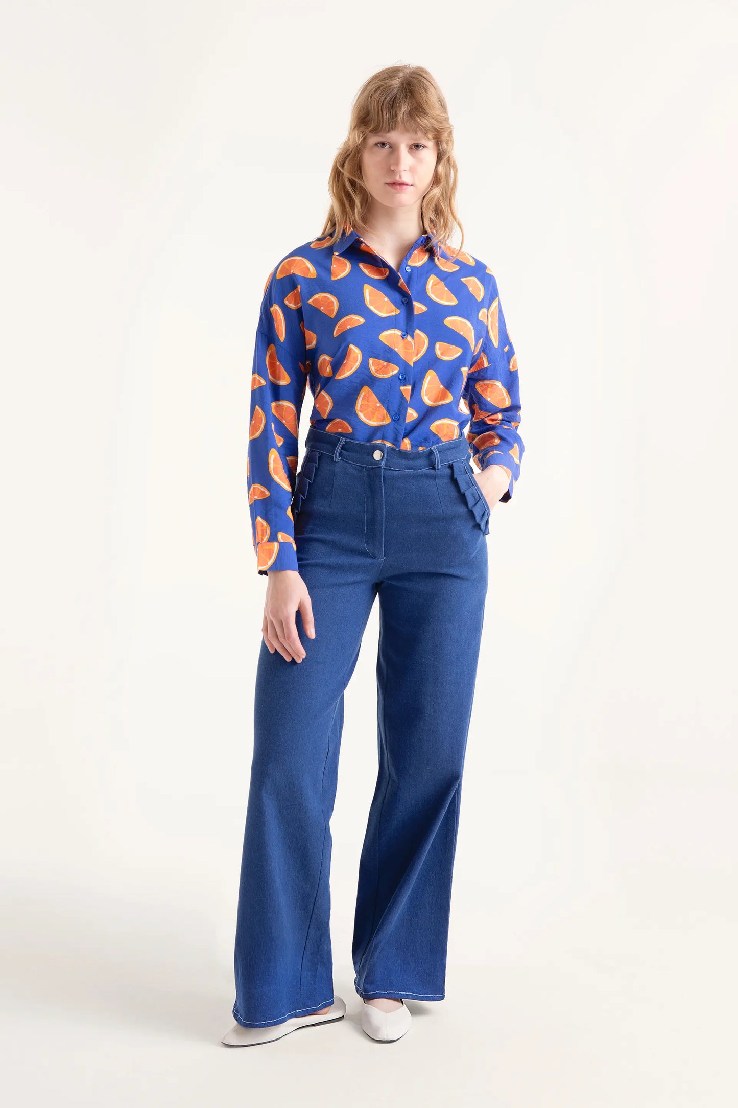 Flowy shirt with grapefruit print