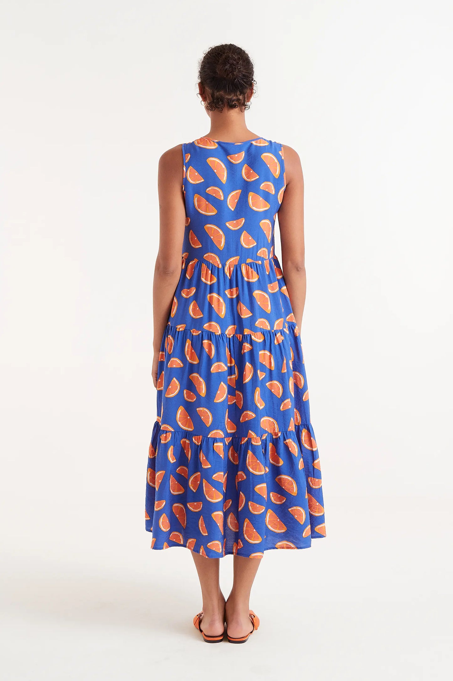 Grapefruit print midi dress with straps