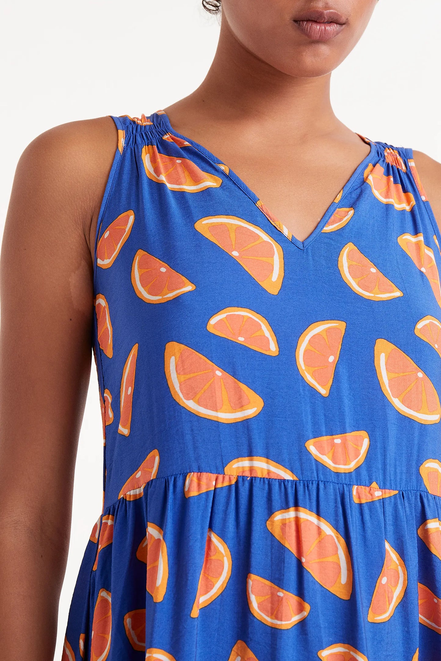 Grapefruit print midi dress with straps