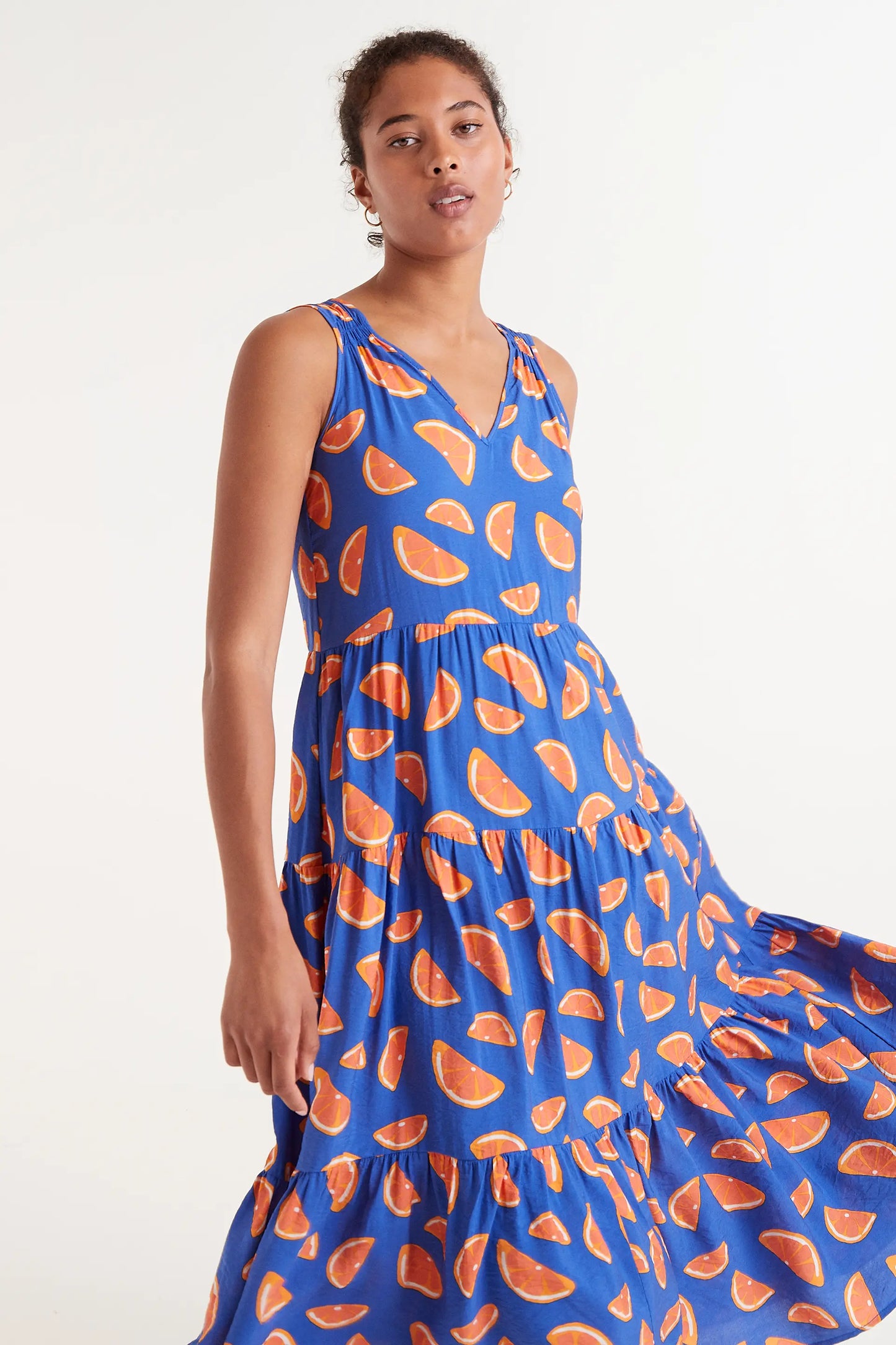 Grapefruit print midi dress with straps