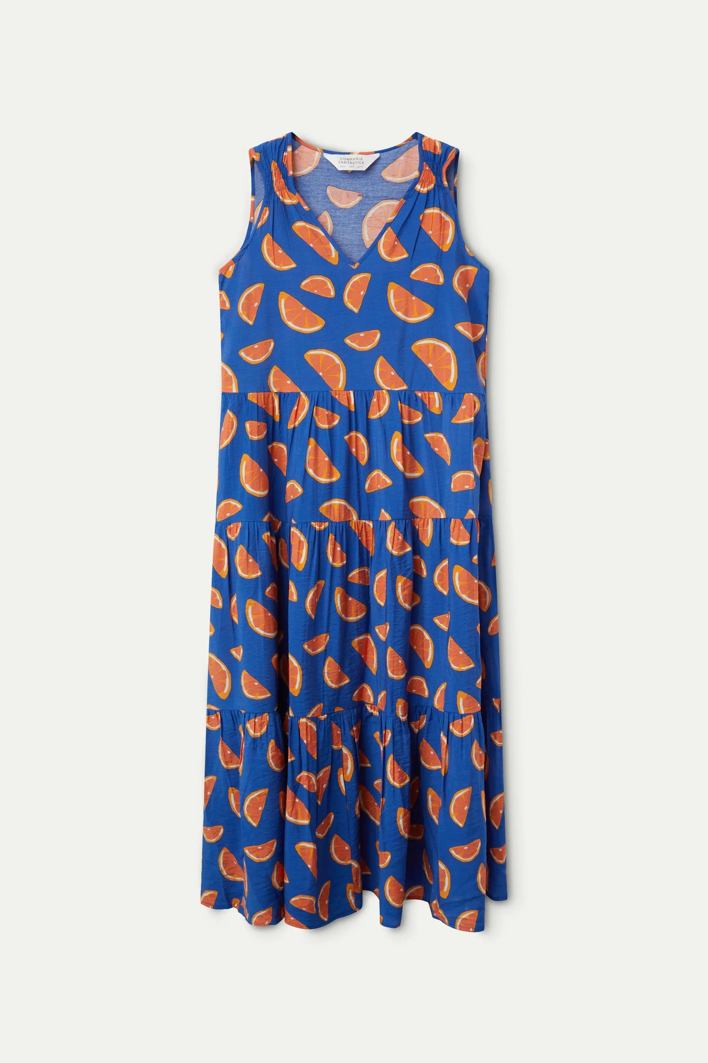 Grapefruit print midi dress with straps