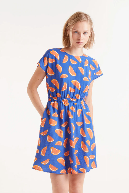 Short dress with grapefruit print