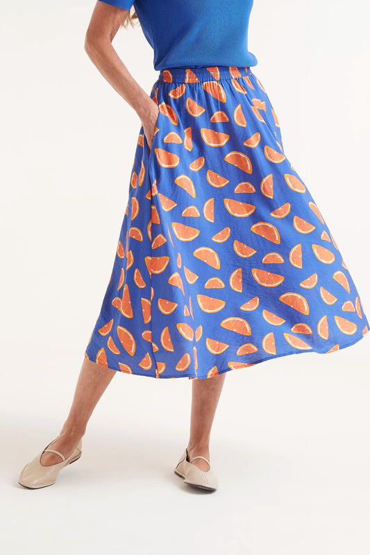 Midi skirt with grapefruit print