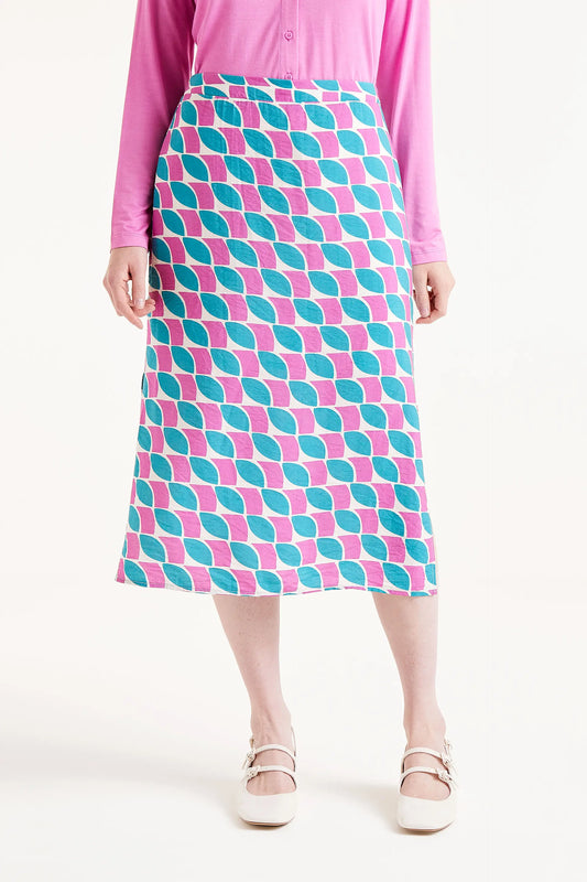 Midi skirt with Feathers print