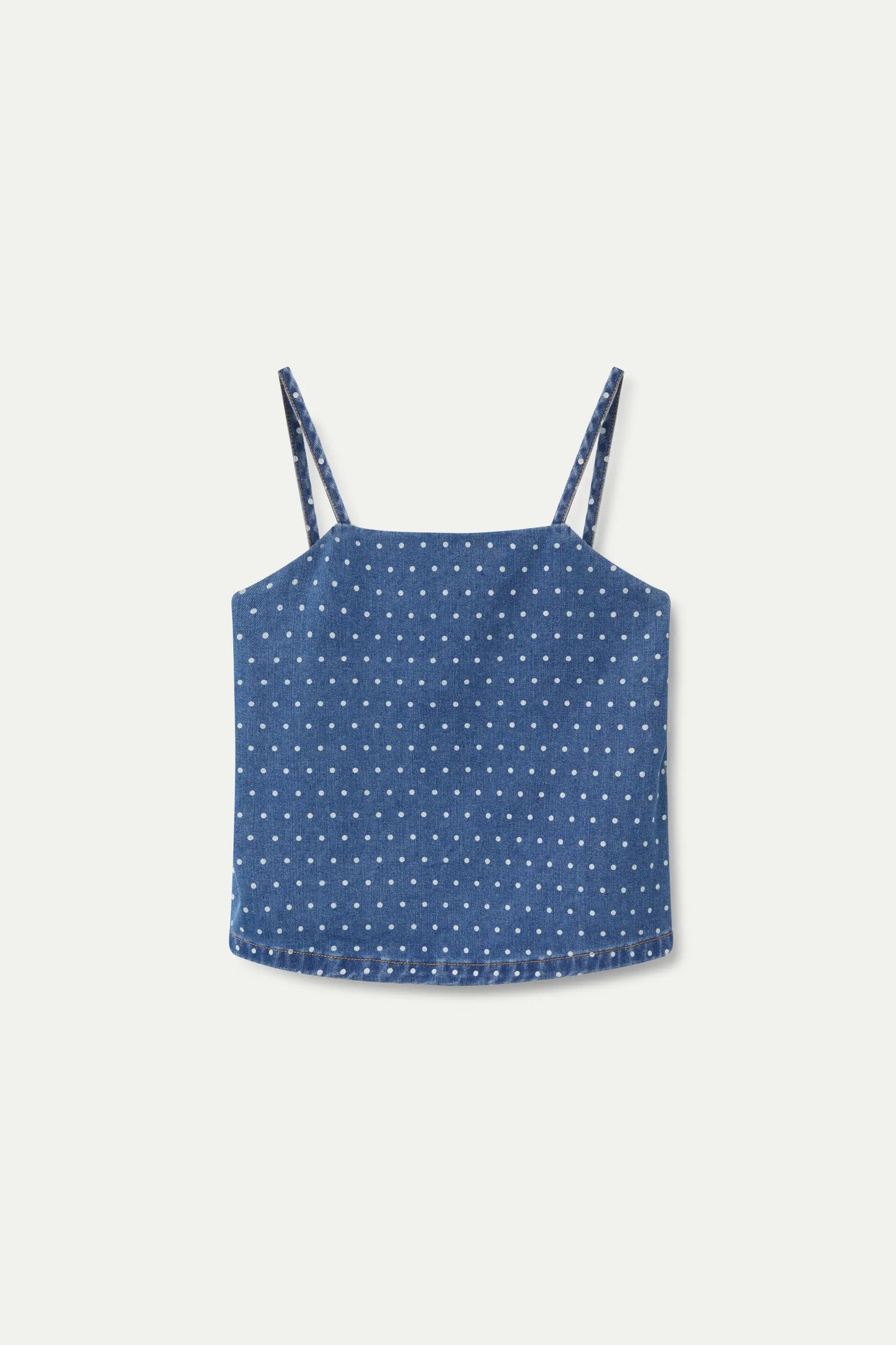 Denim top with polka dot print