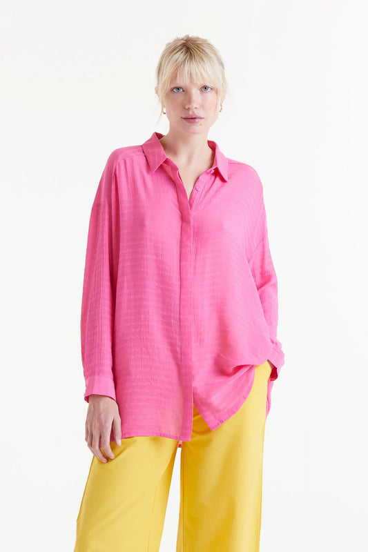 Camisa oversize fluida rosa