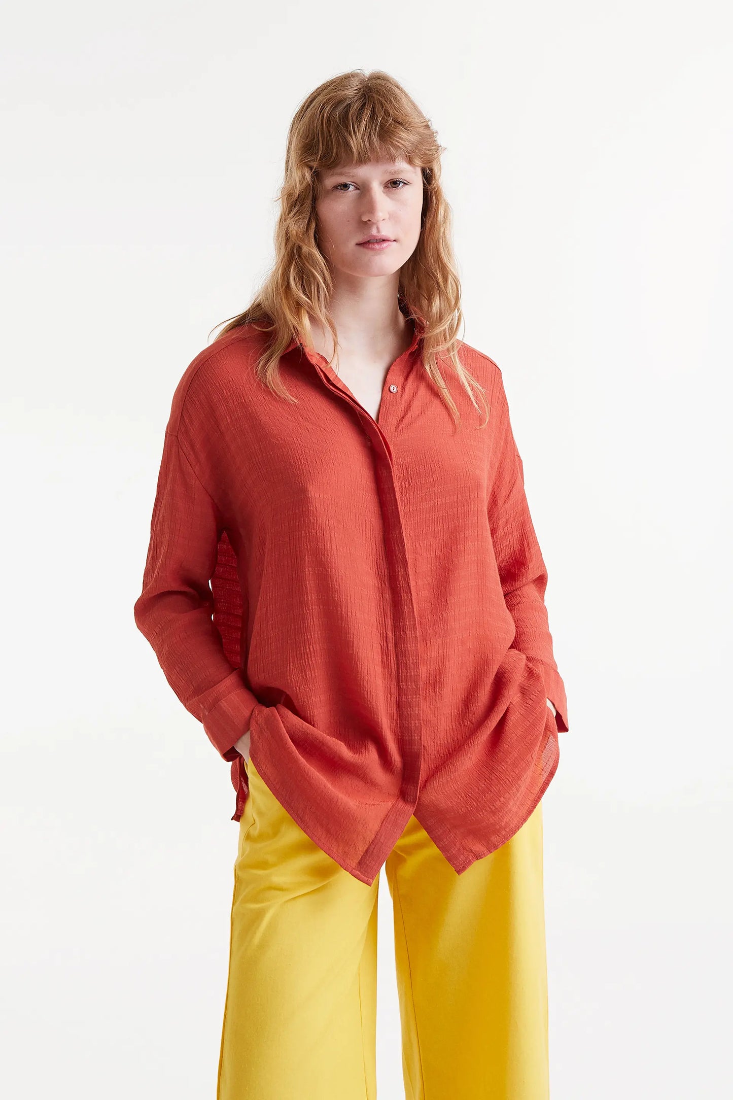 Orange fluid oversize shirt