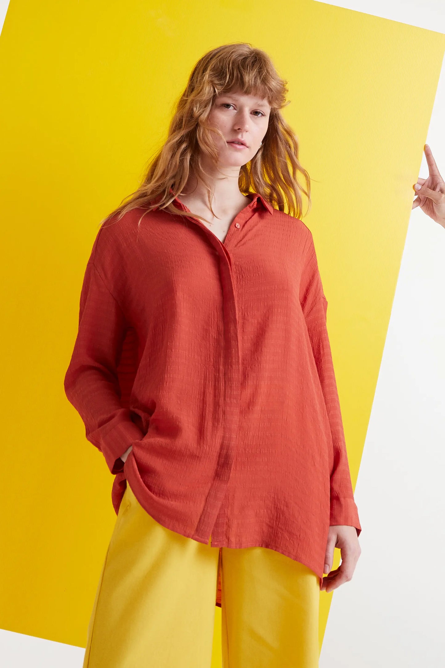 Orange fluid oversize shirt