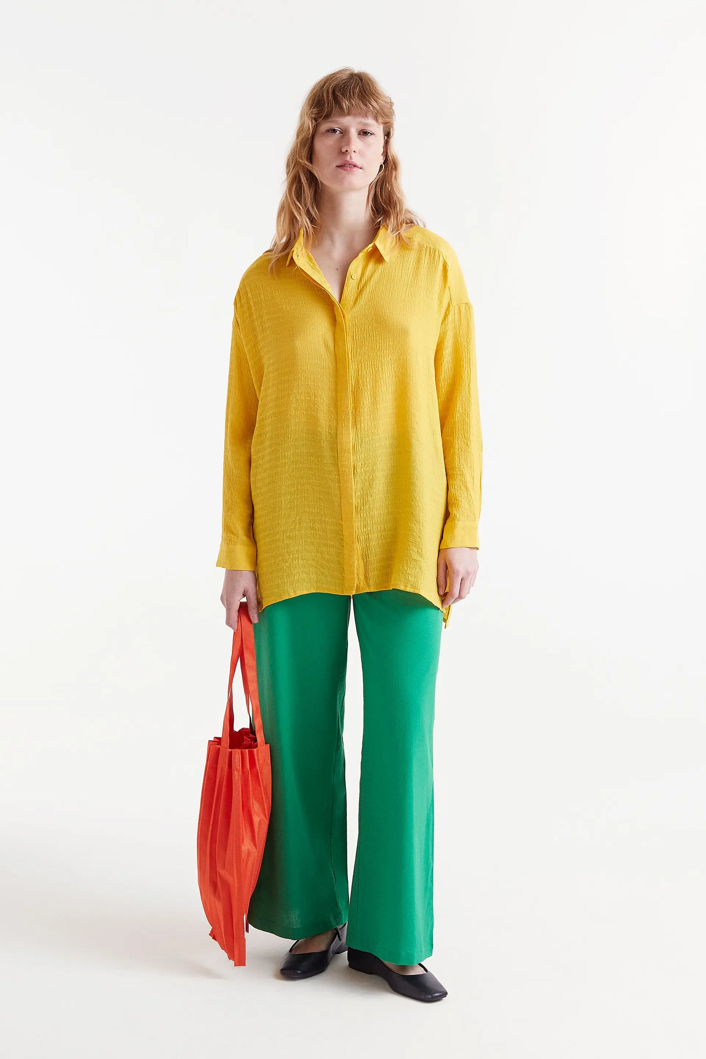 Yellow fluid oversize shirt