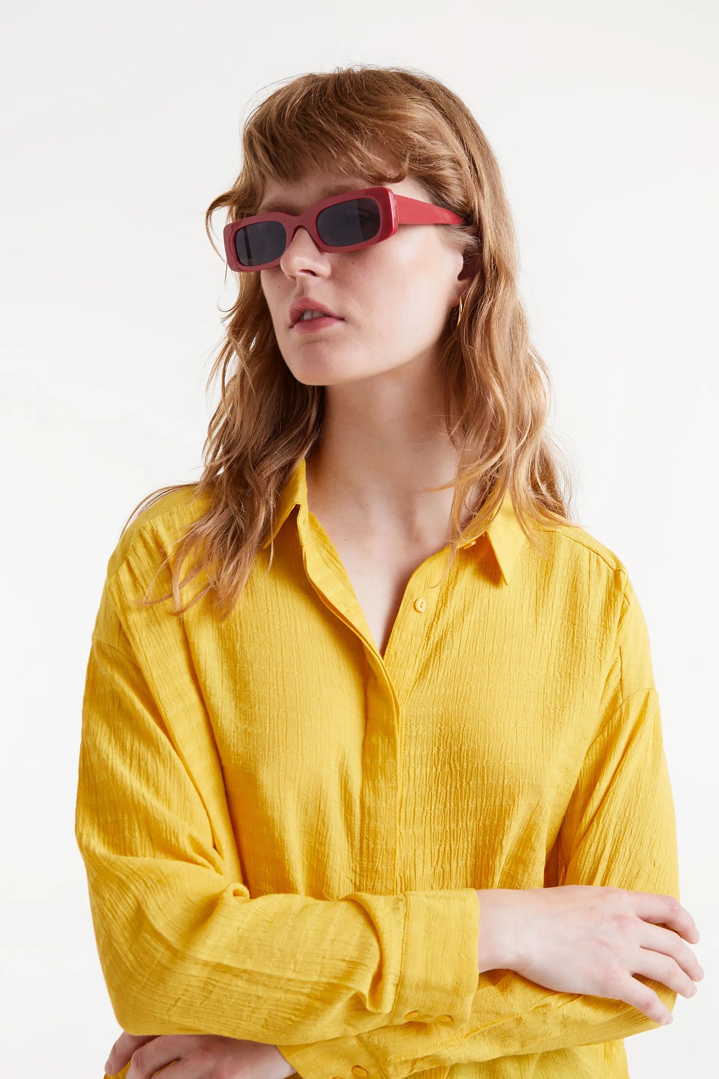 Yellow fluid oversize shirt