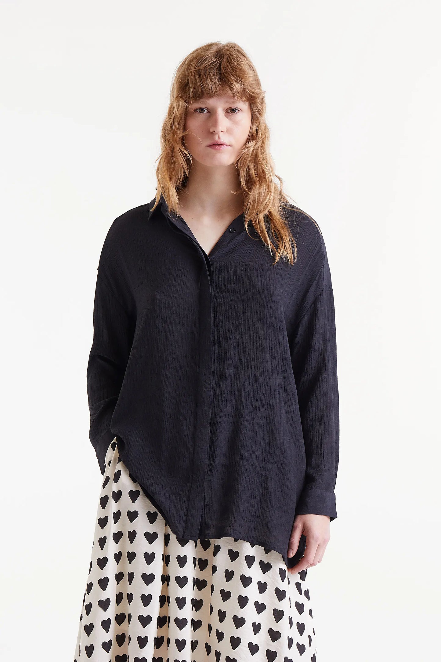 Camicia oversize fluida nera