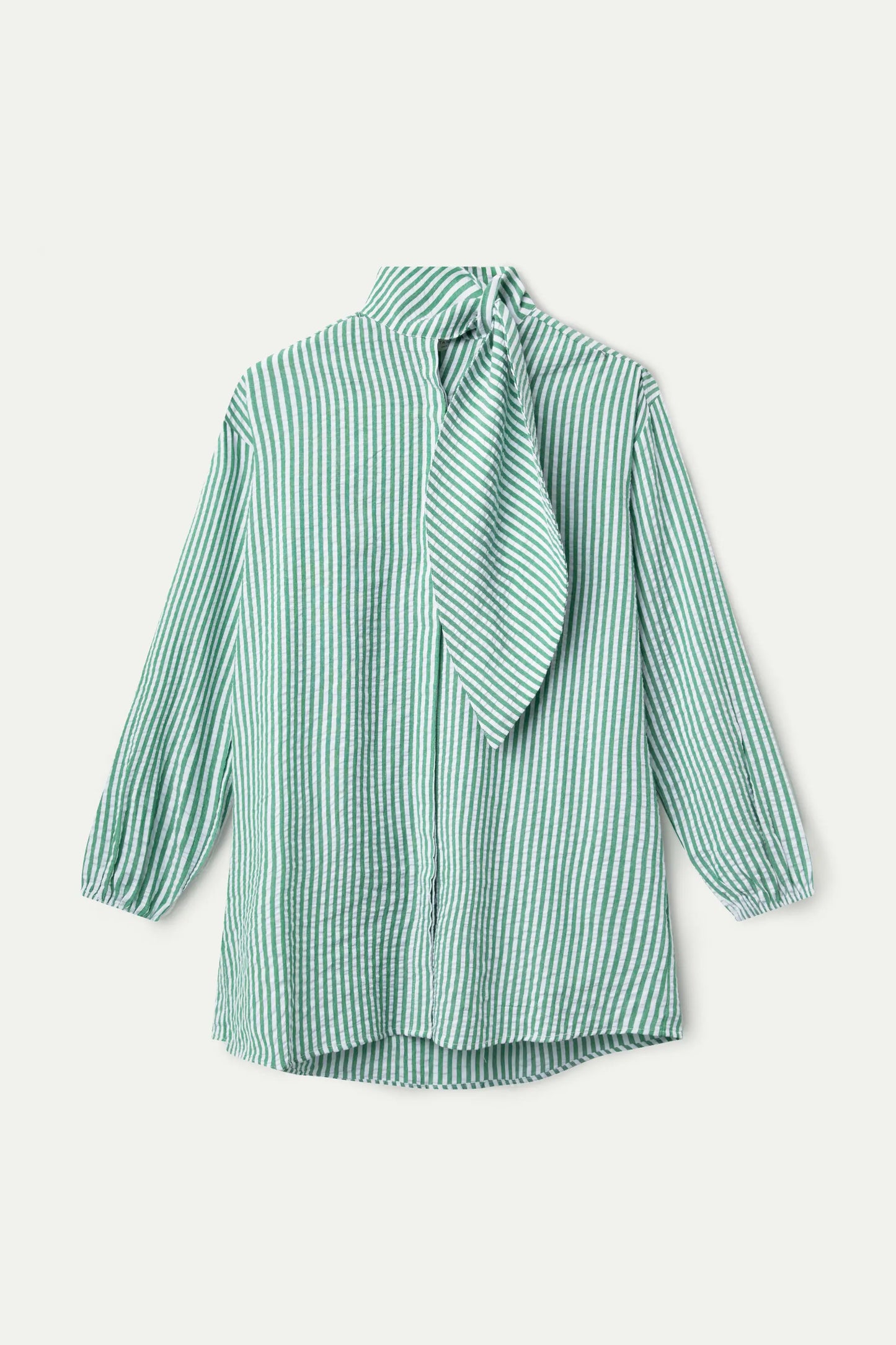 Camisa oversize lazada estampado de rayas verdes