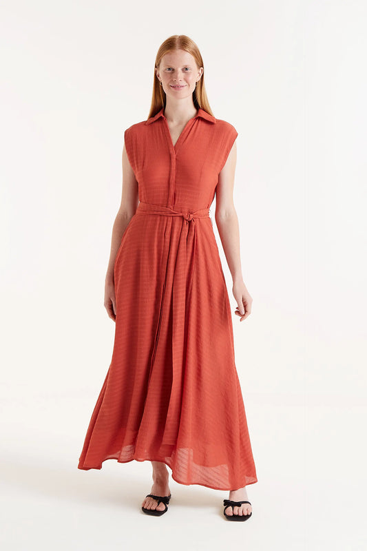 Long orange flowing dress