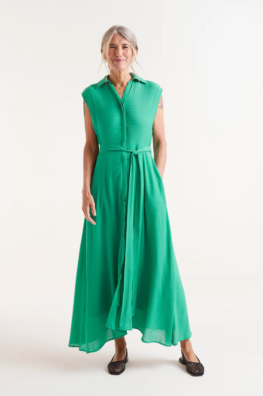 Long flowing green dress