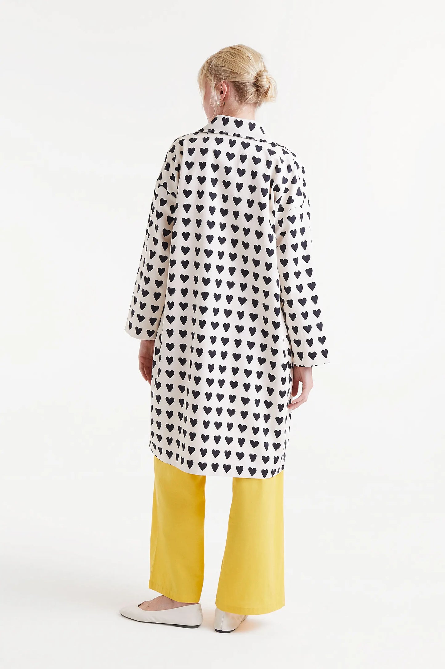 Heart print trench coat