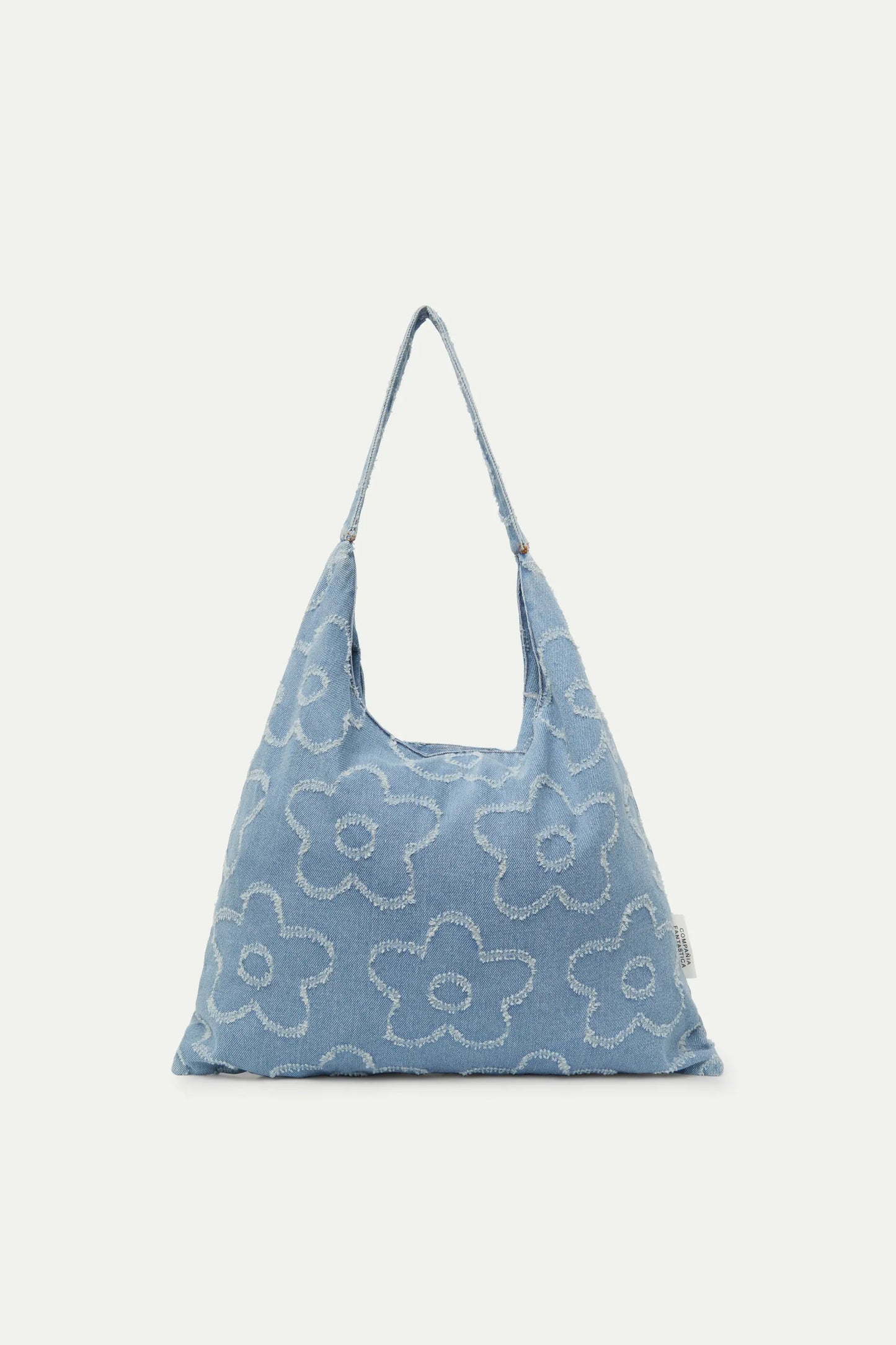 Denim flower shoulder bag