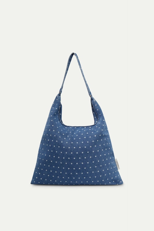 Borsa a tracolla a pois in denim