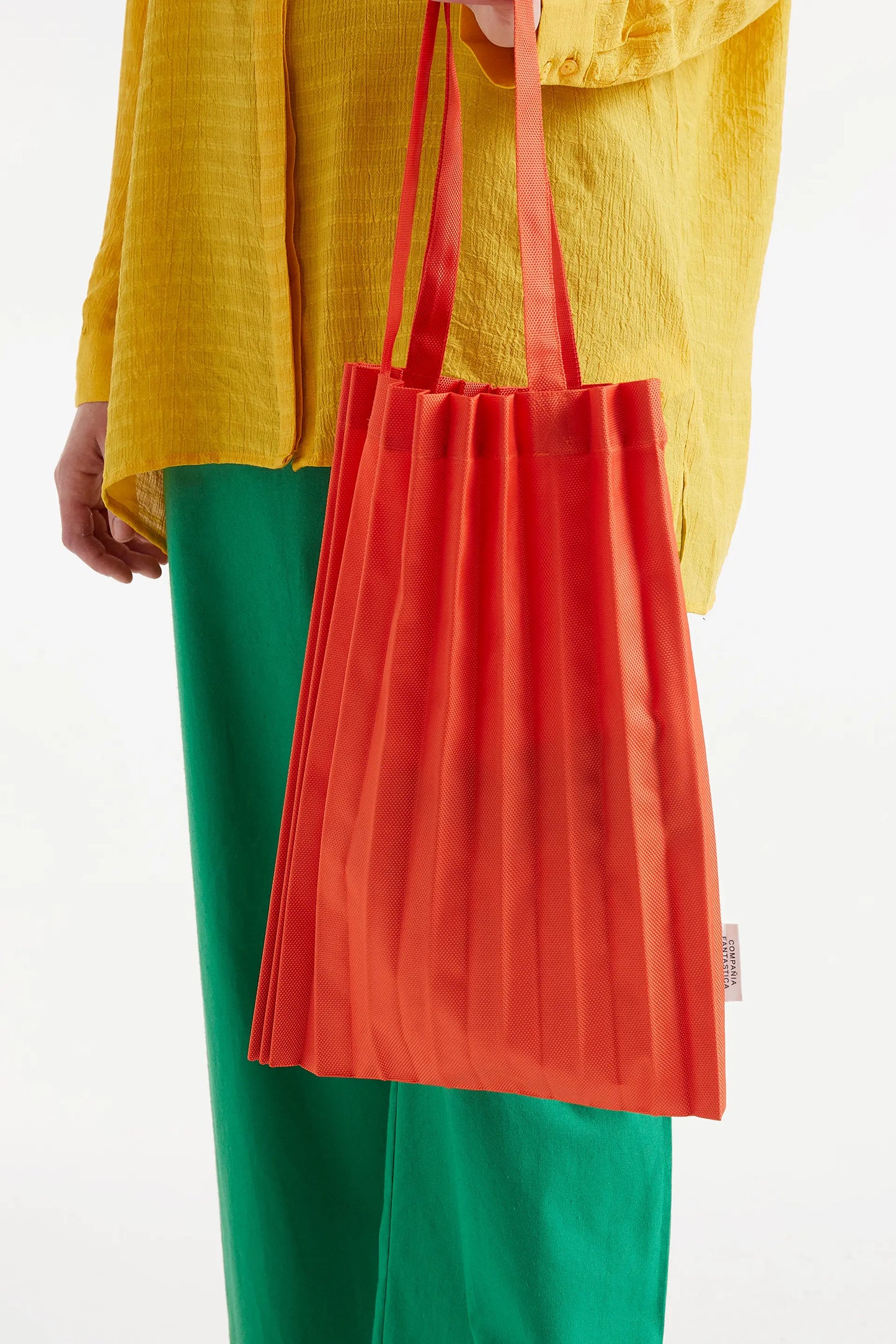 Orange pleated shoulder bag