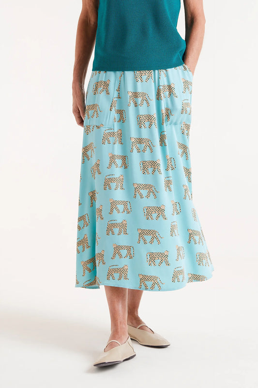 Jaguar print midi skirt