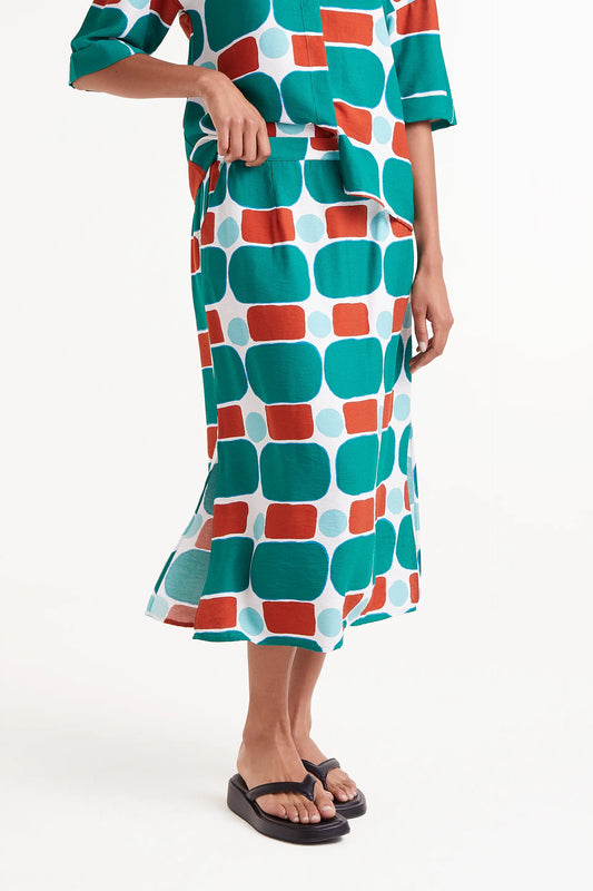 Pepper Mint print midi skirt