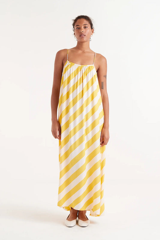 Long yellow striped dress