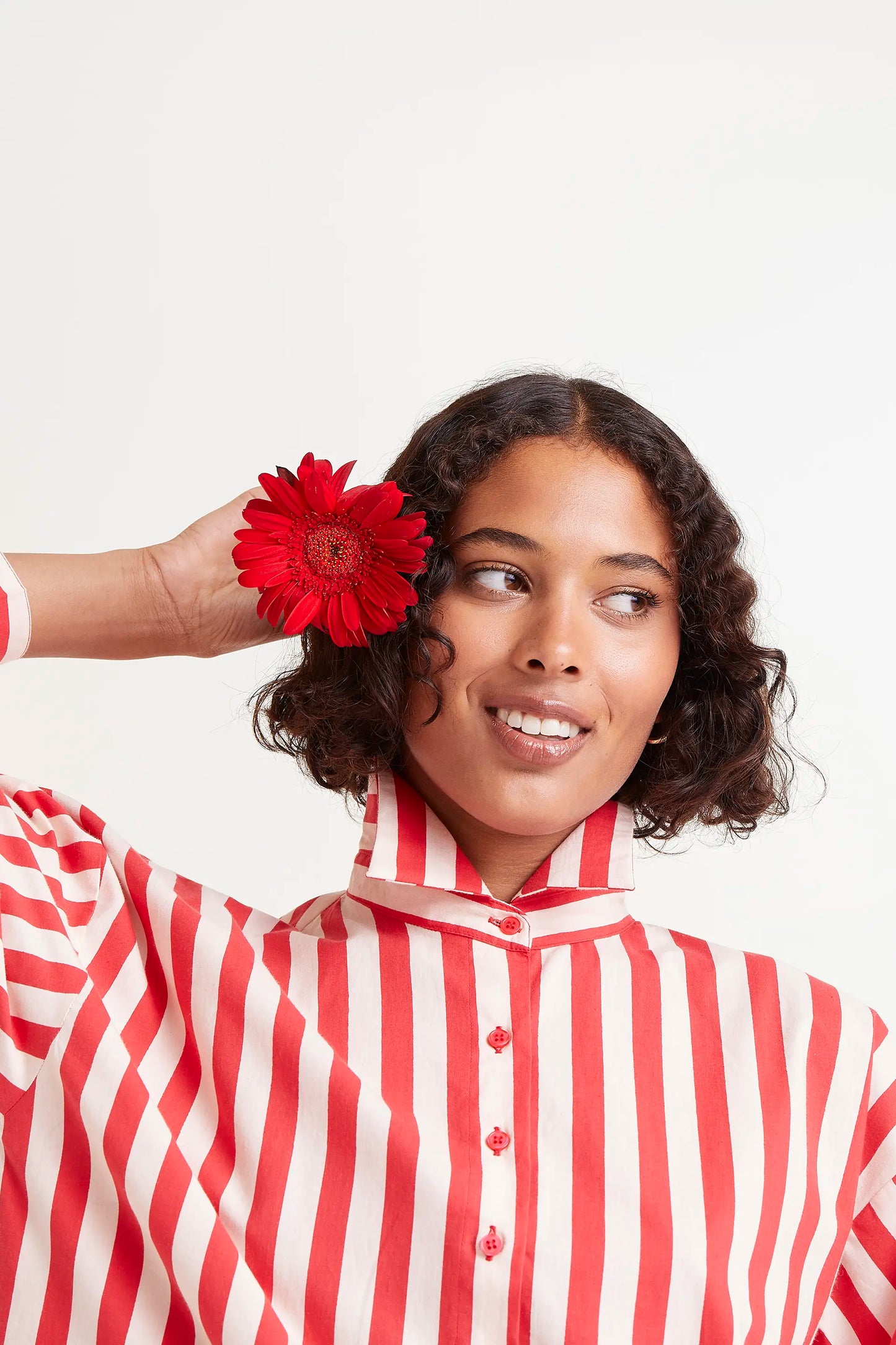 Camicia strutturata a righe rosse