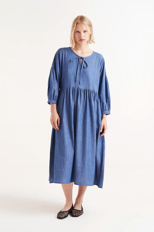 Long sleeve denim midi dress