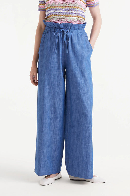 Paperbag denim pants