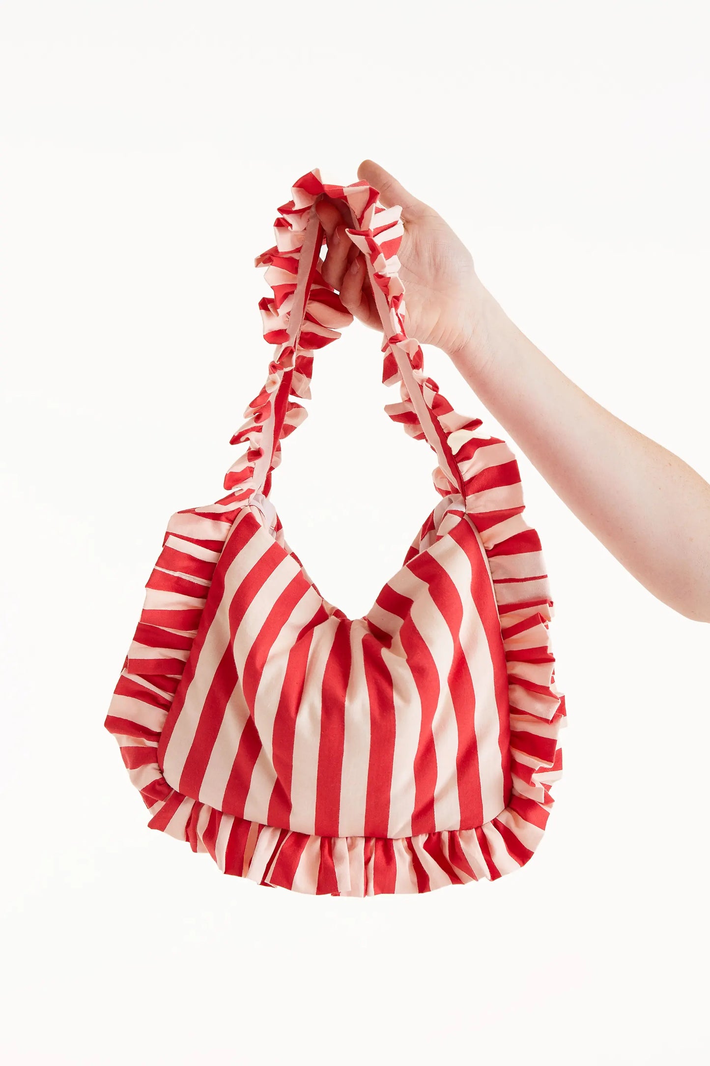 Bolso de hombro estampado rayas rojas