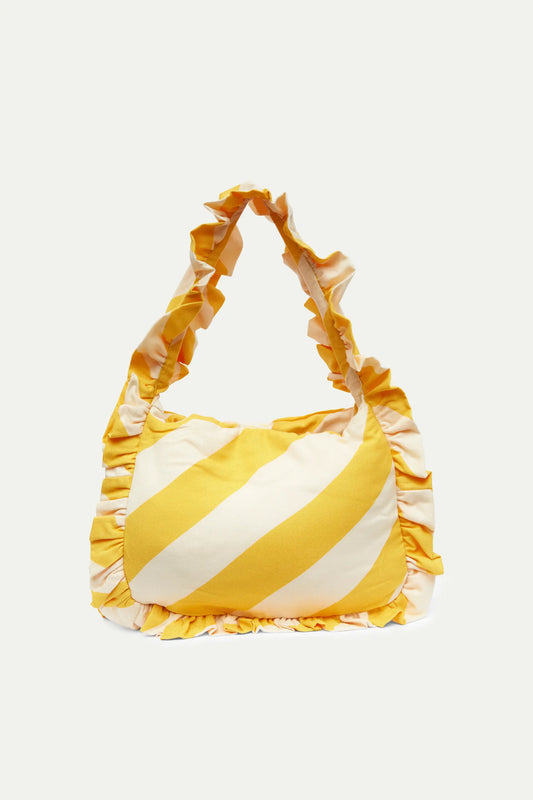 Yellow striped print shoulder bag