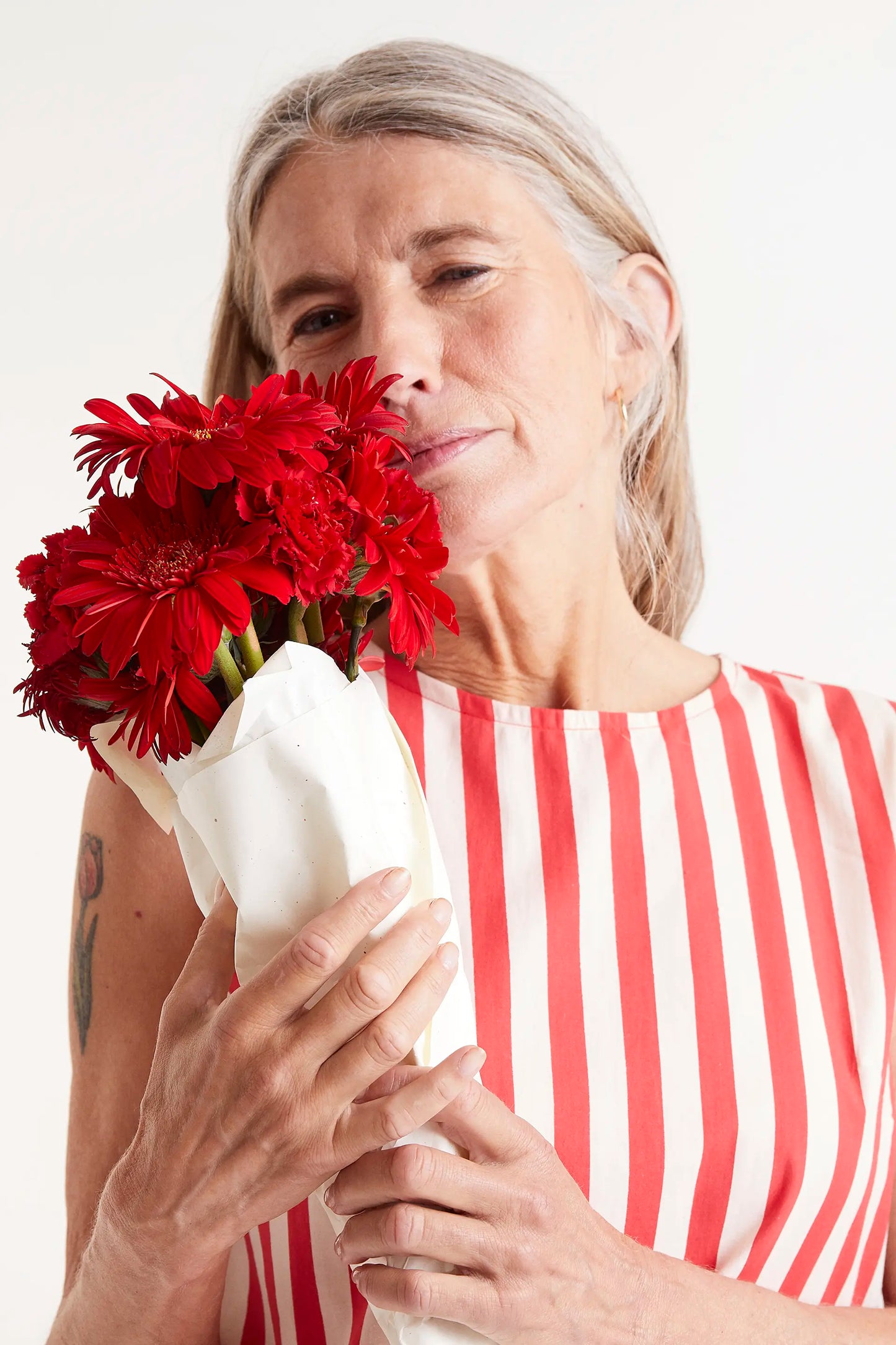 Red striped sleeveless top