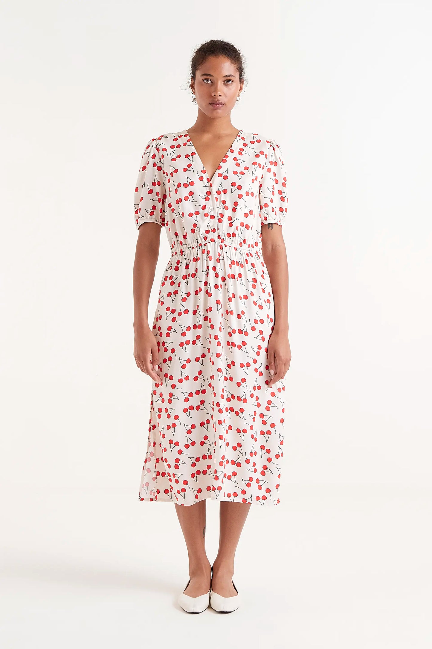 Cherry print midi dress