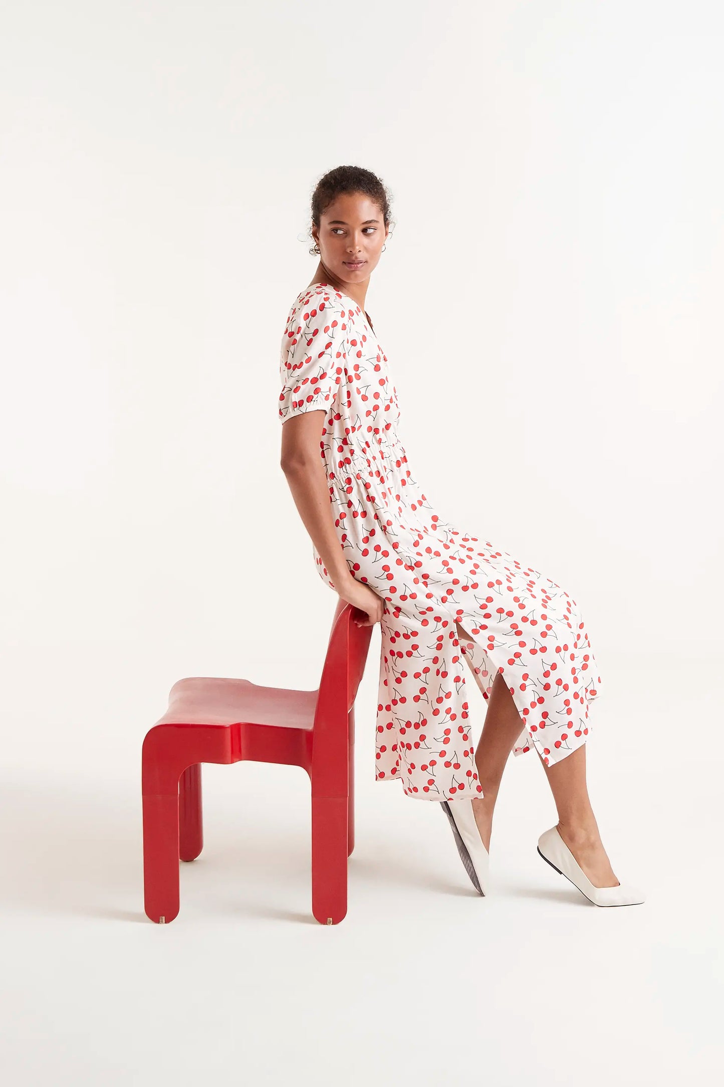 Cherry print midi dress