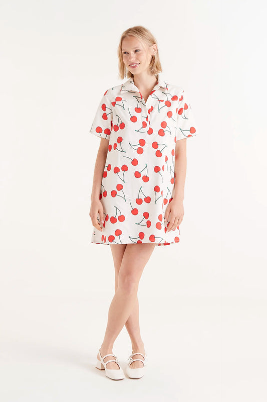 Short cherry print dress