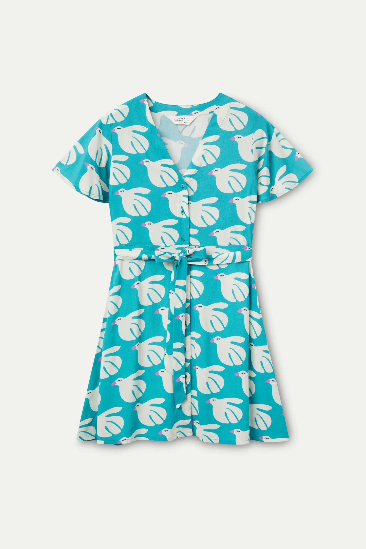 LENZING™ ECOVERO™ Rayon Short Dress with Dove Print