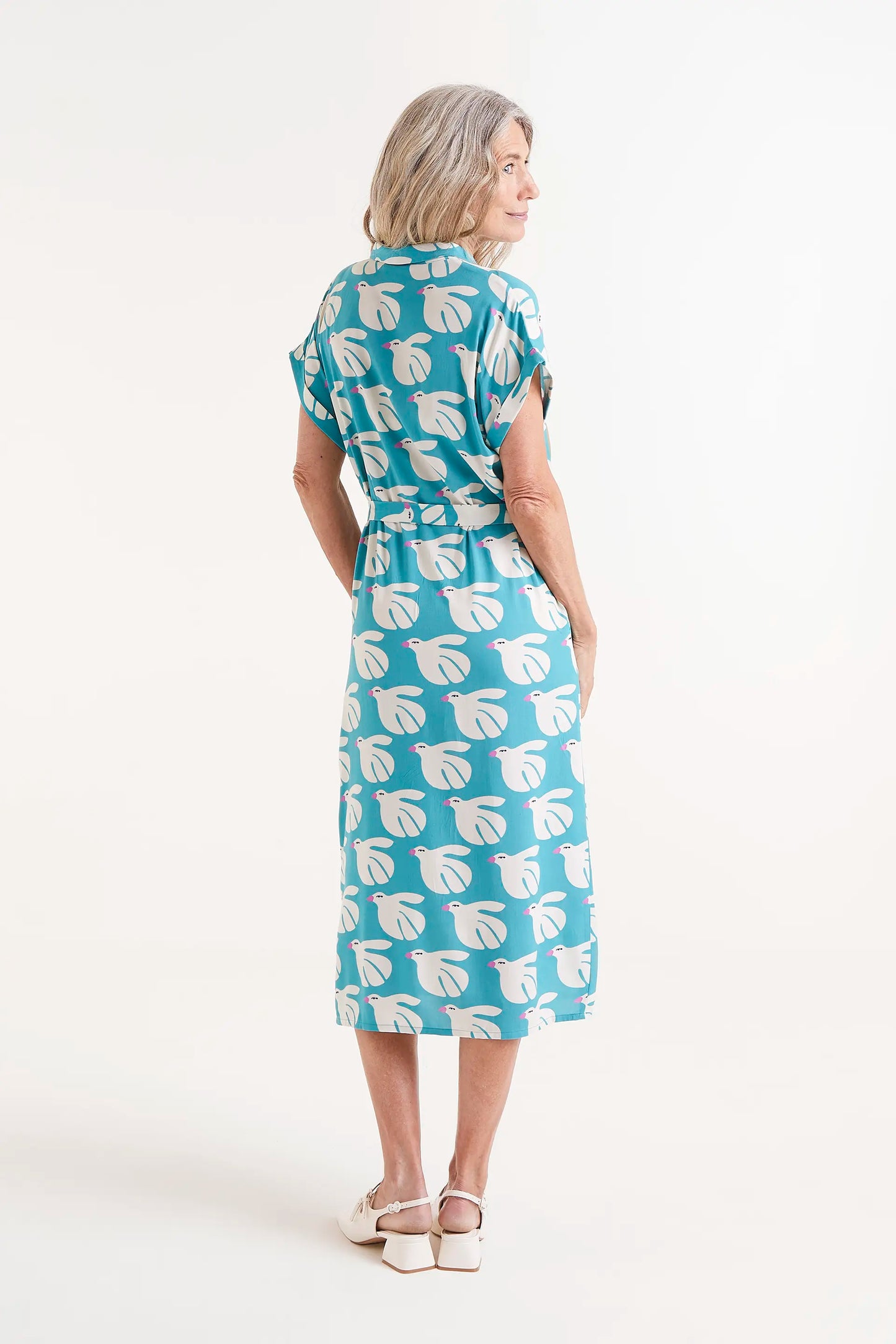 LENZING™ ECOVERO™ Rayon Midi Dress con stampa colomba